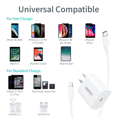 20W PD USB‑C Fast Charger + MFi Cable Kit – Nylon Braided