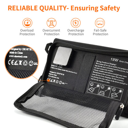 19W Foldable Solar Charger – Portable USB Panel for Outdoors