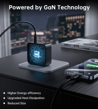 100W GaN Wall Charger – 3C1A USB Fast Charging, US Plug