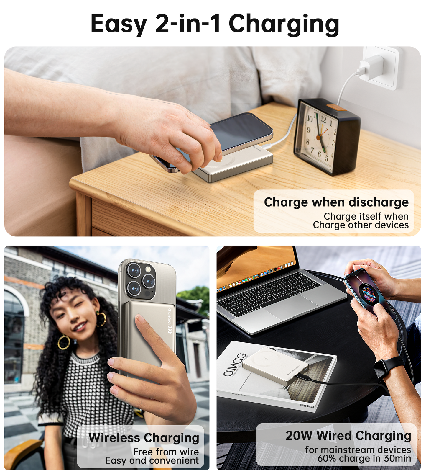 10000mAh Magnetic Power Bank – 20W Slim Design, White