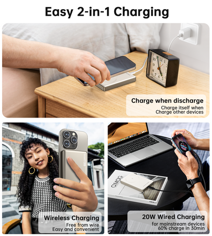 10000mAh Magnetic Power Bank – 20W Slim Design, White