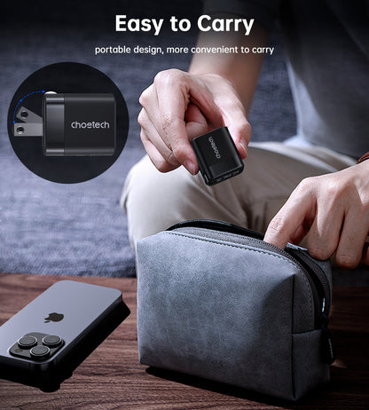 30W GaN PD Charger – Foldable Plug, USB-C for Phones/Tablets