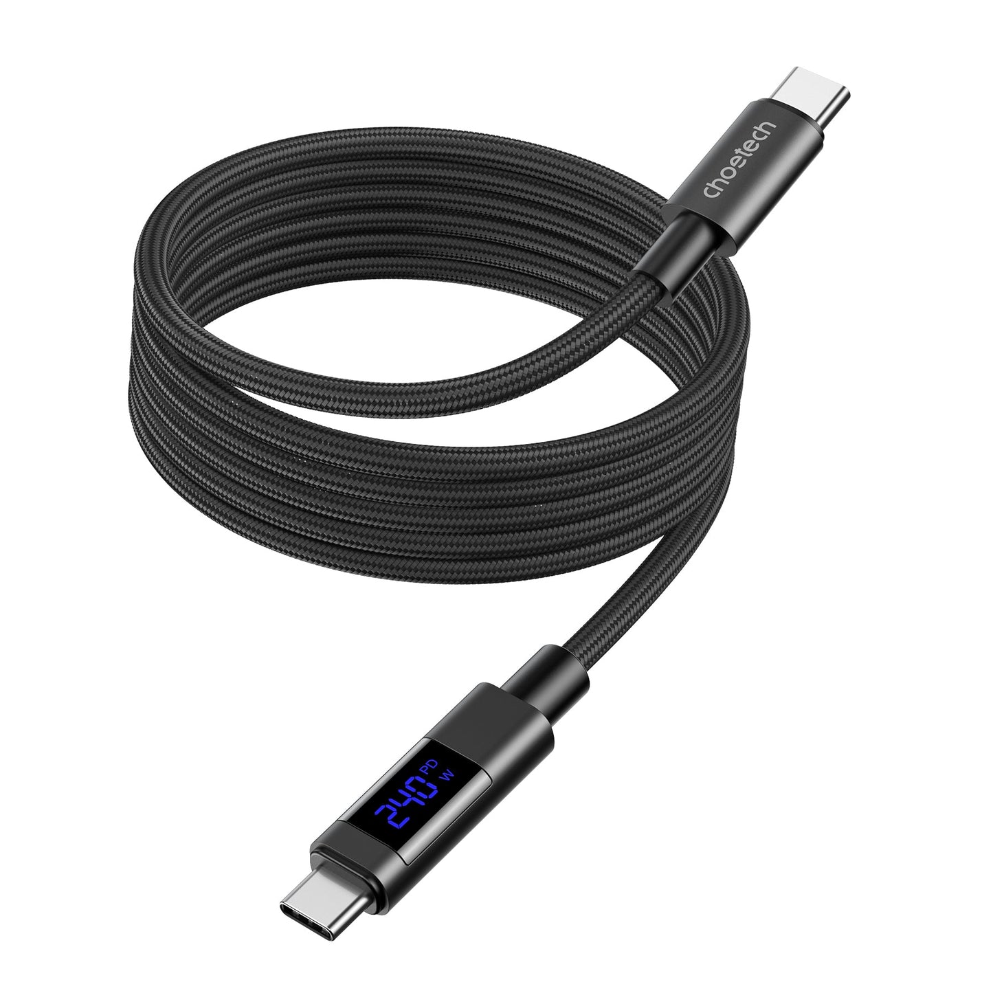 PD240W USB-C Cable – Magnetic, Display, Fast Charge, Black