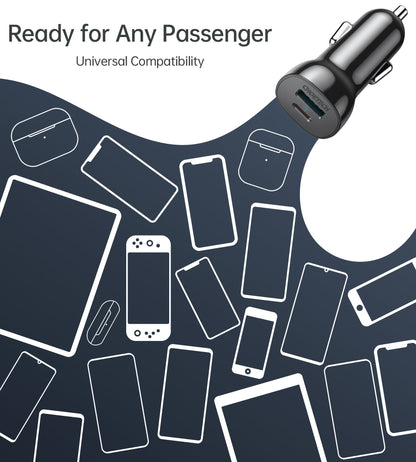 38W Car Charger – Dual QC3.0 + PD20W Fast Charging Ports