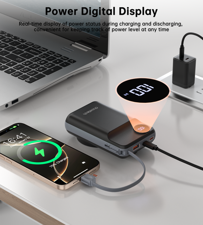 20000mAh Power Bank – LED Display, for Phone & Watch, Black