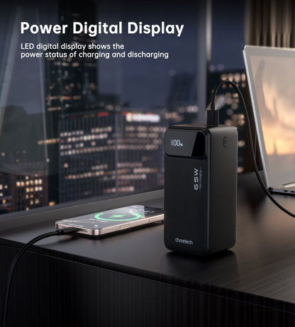 50000mAh Power Bank – 65W PD with USB-C & Dual USB-A