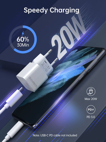 20W GaN USB-C Wall Charger – Compact PD Fast Charging