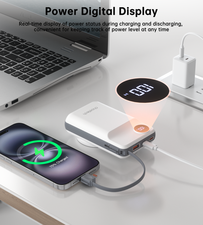 20000mAh Power Bank – LED Display, for Phone & for iWatch, White