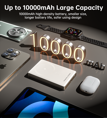 10000mAh Magnetic Power Bank – 20W Slim Design, White