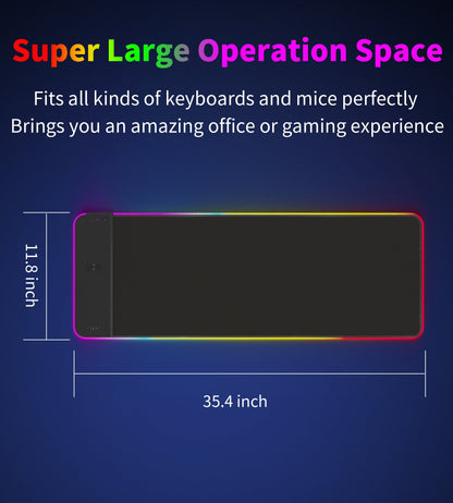 15W Wireless Charging Mouse Pad – RGB Lighting, Black