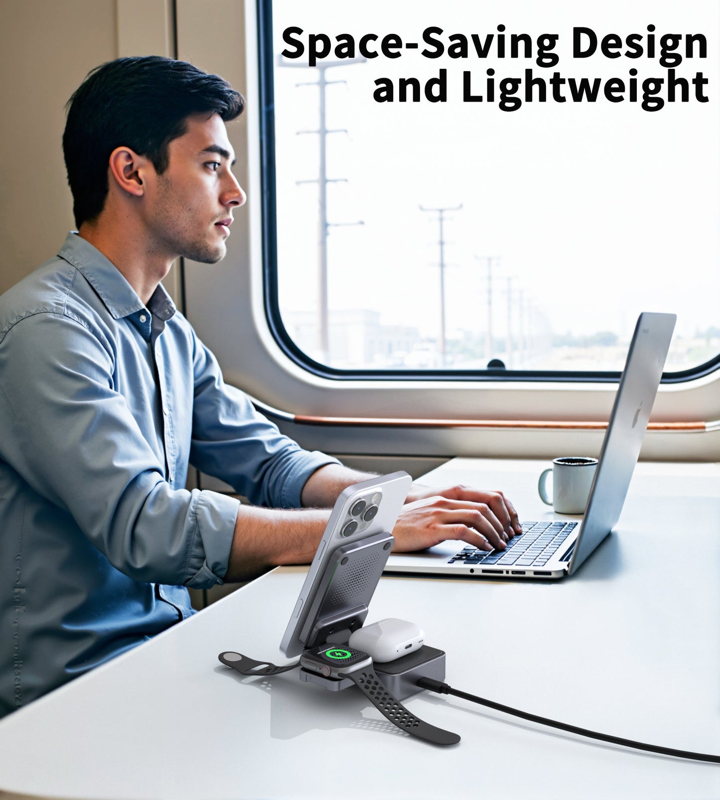 15W Qi2 Foldable 3-in-1 Magnetic Wireless Charger Black