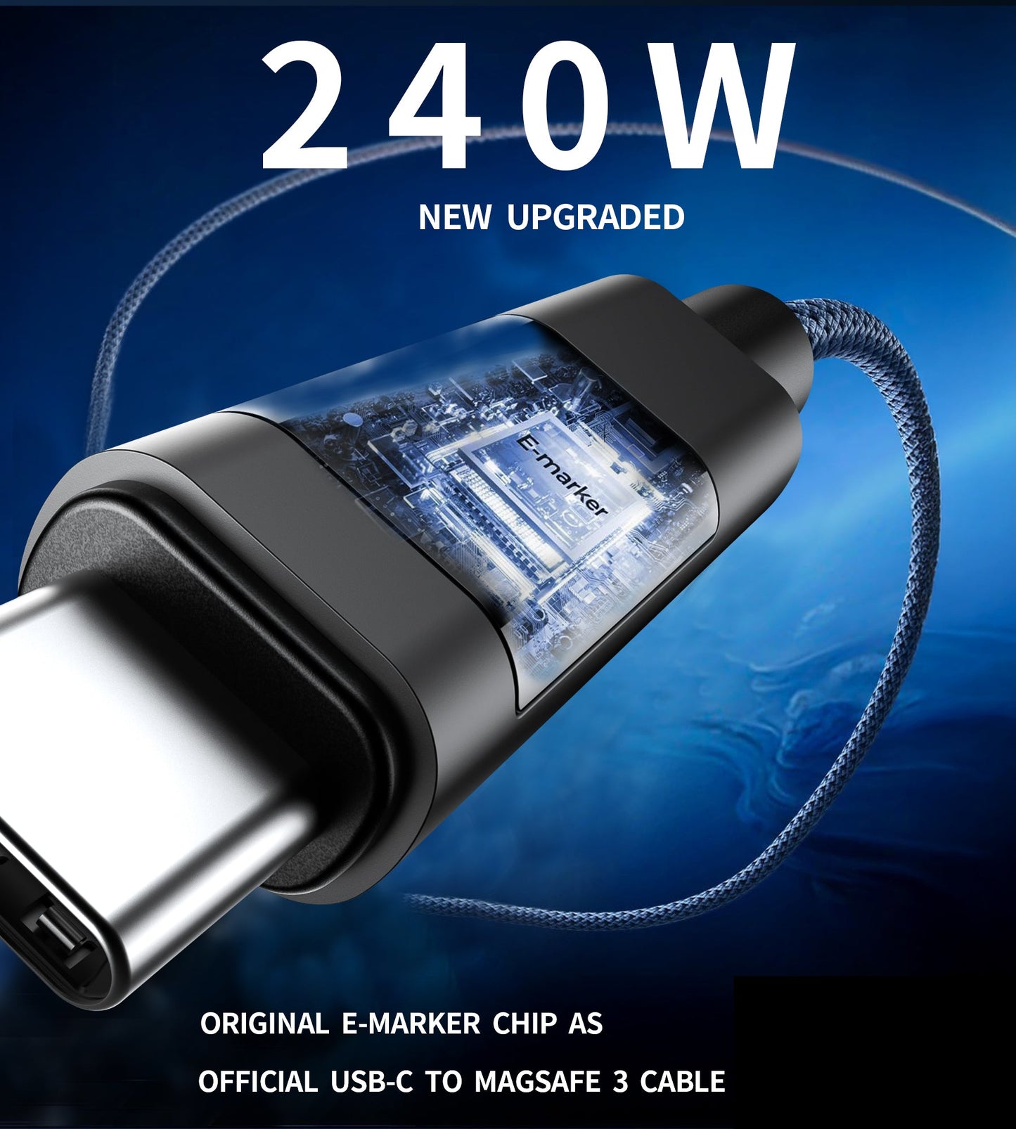 PD240W USB-C Cable – Magnetic, Display, Fast Charge, Black