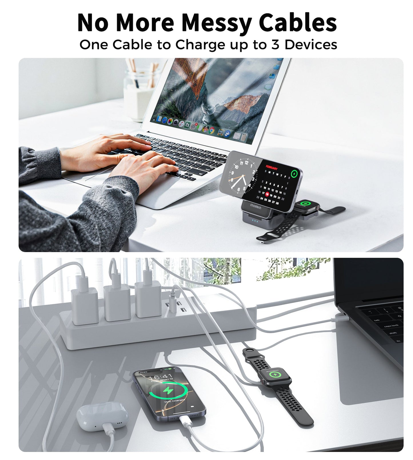 15W Qi2 Foldable 3-in-1 Magnetic Wireless Charger Black