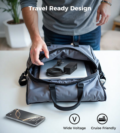 65W GaN Power Strip – USB Fast Charging Hub, Black