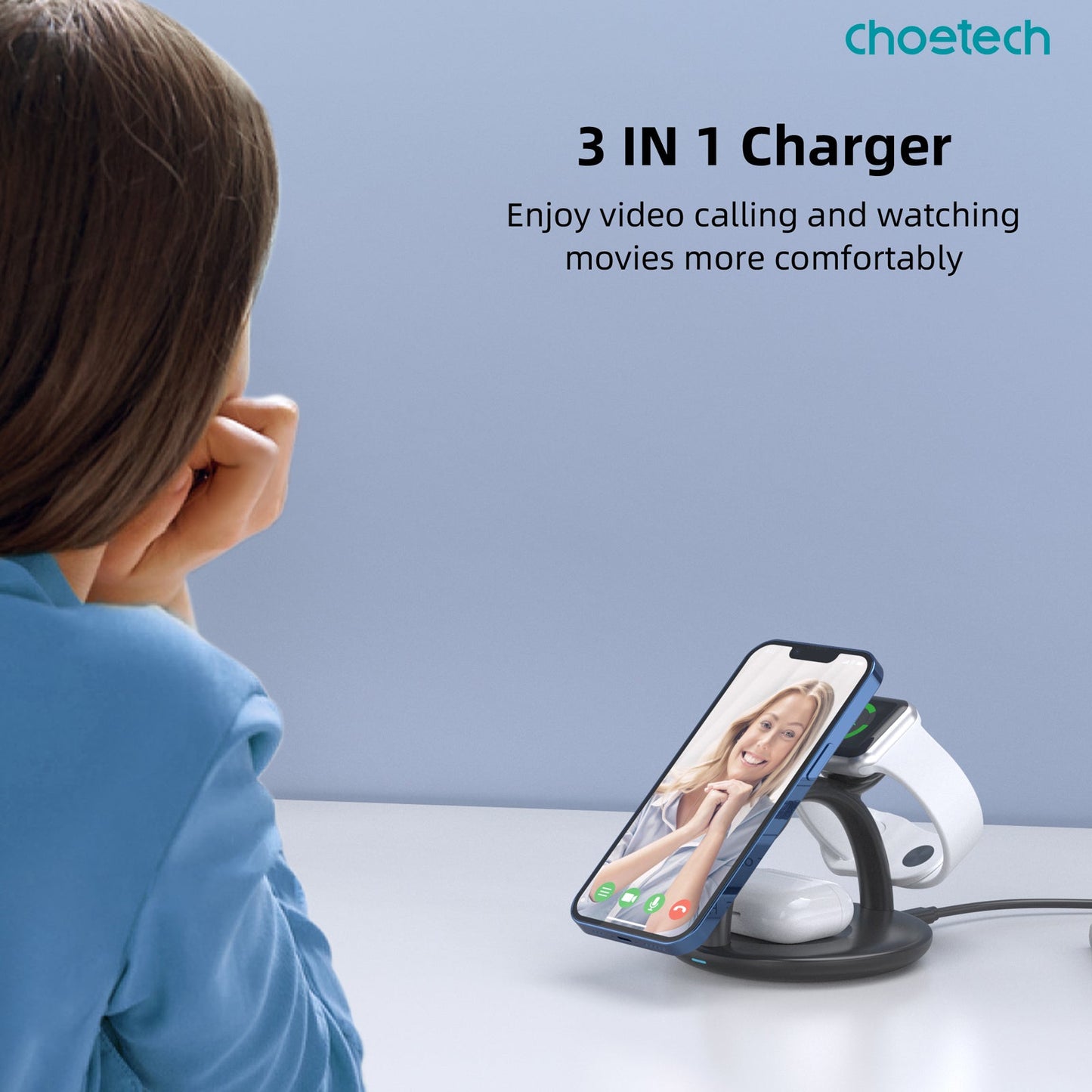 3-in-1 Magnetic Wireless Charger – 15W, Triple Charge