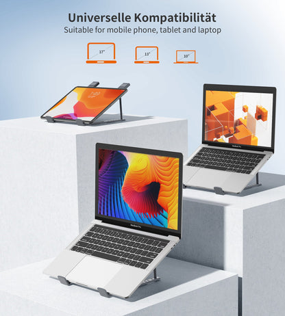 Foldable Laptop Stand – Adjustable, Portable Design, Grey
