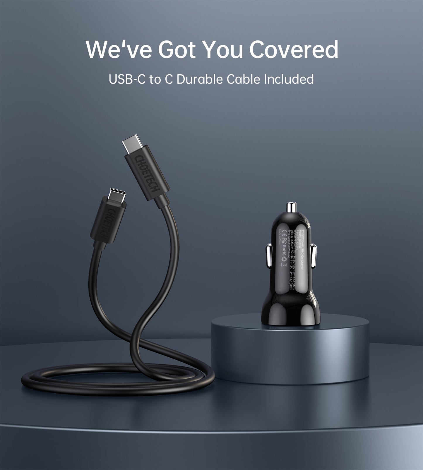 40W Dual USB-C Fast Car Charger – Compact & Efficient