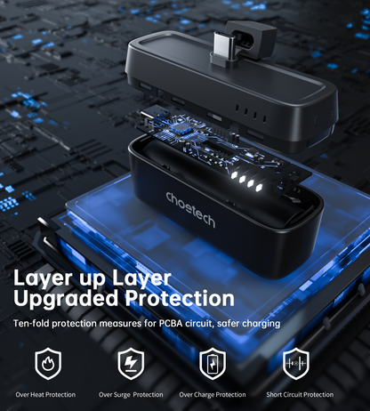 5000mAh Mini Power Bank – 20W PD with Type-C Plug, Black