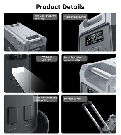 3600W Portable Power Station – 3840Wh, Dual Battery Packs