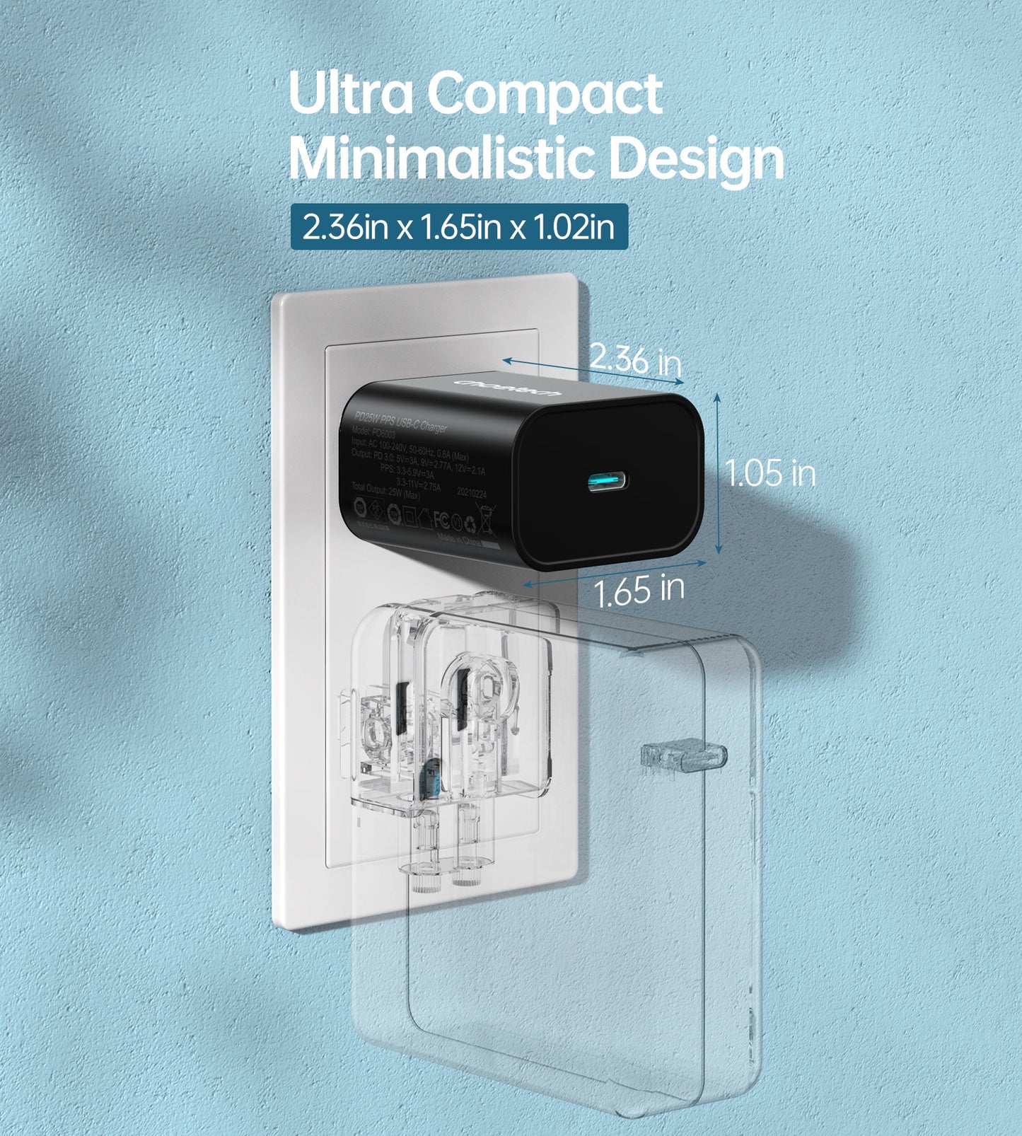 25W USB-C Charger – Fast Wall Adapter with 2m Cable