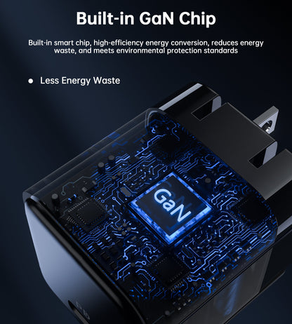 30W GaN PD Charger – Foldable Plug, USB-C for Phones/Tablets
