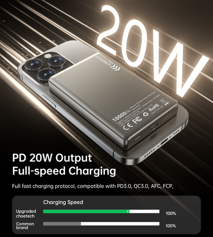 10000mAh Magnetic Power Bank – 20W Slim Design, White