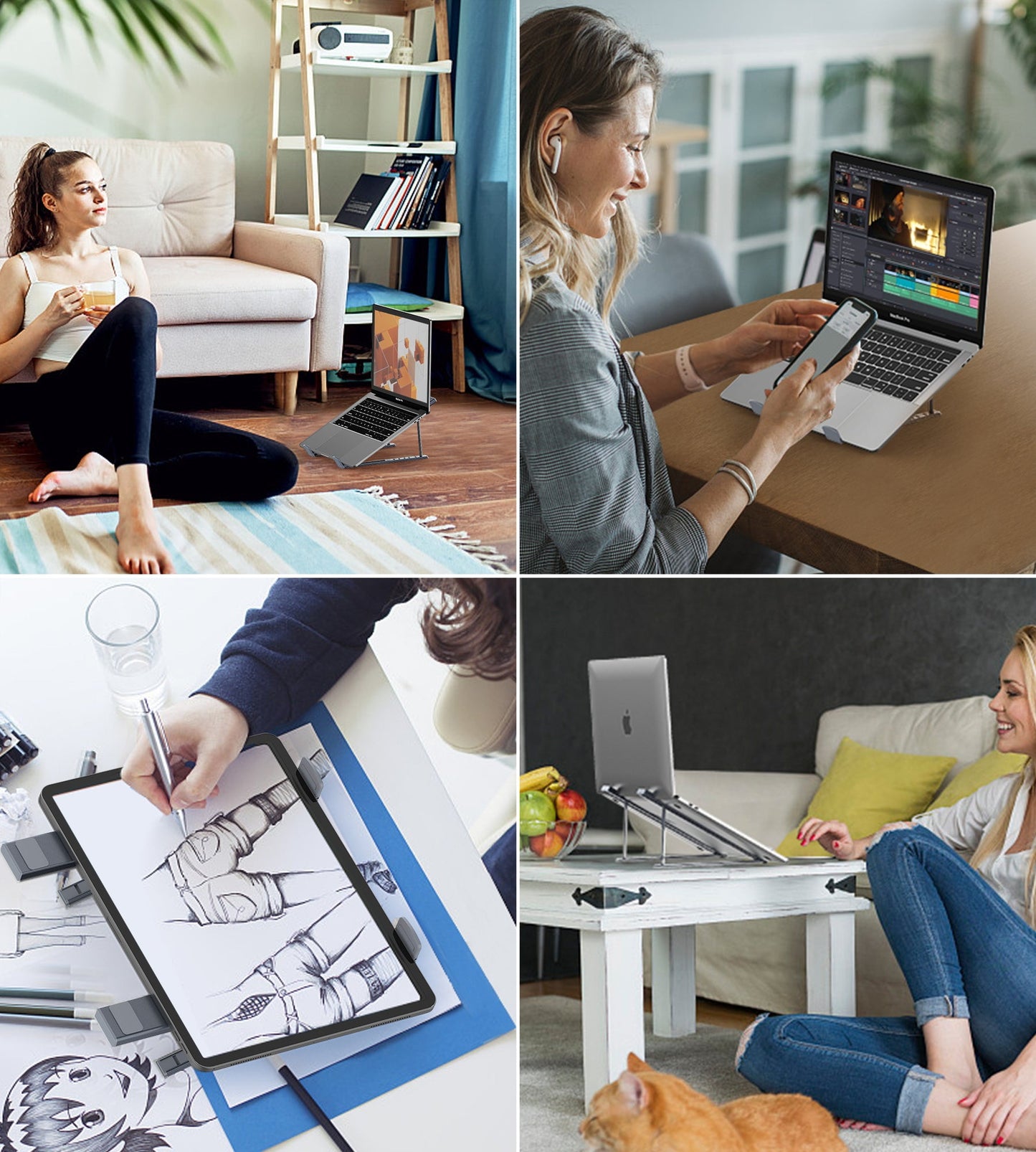 Foldable Laptop Stand – Adjustable, Portable Design, Grey