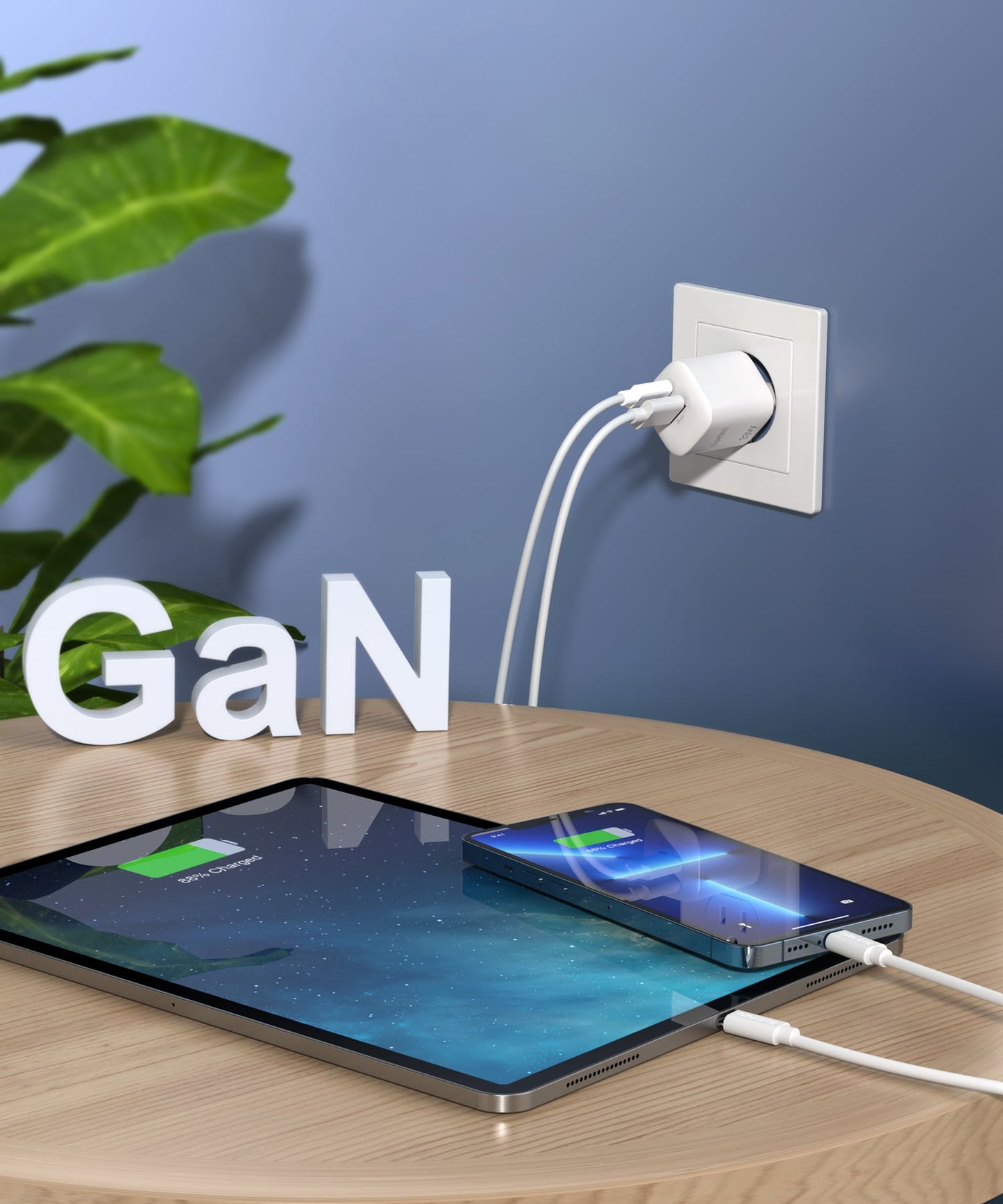 33W Dual Port Wall Charger – USB-C & USB-A PD Adapter