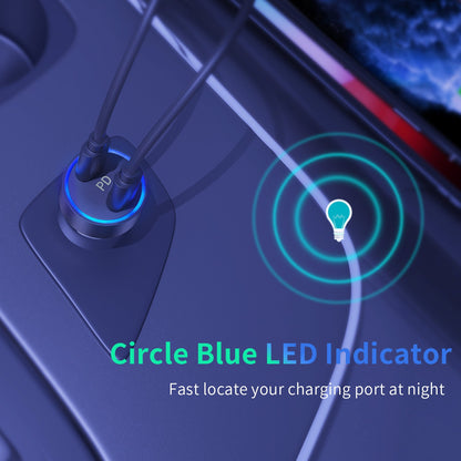 36W Dual USB-C Car Charger – Compact & Fast Charge