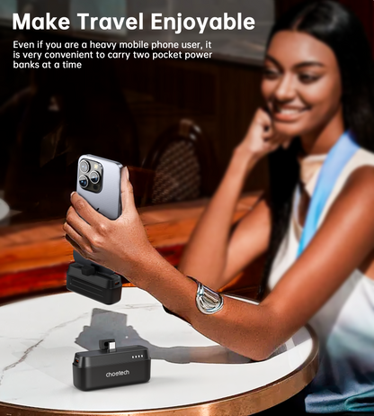 5000mAh Mini Power Bank – 20W PD with Type-C Plug, Black