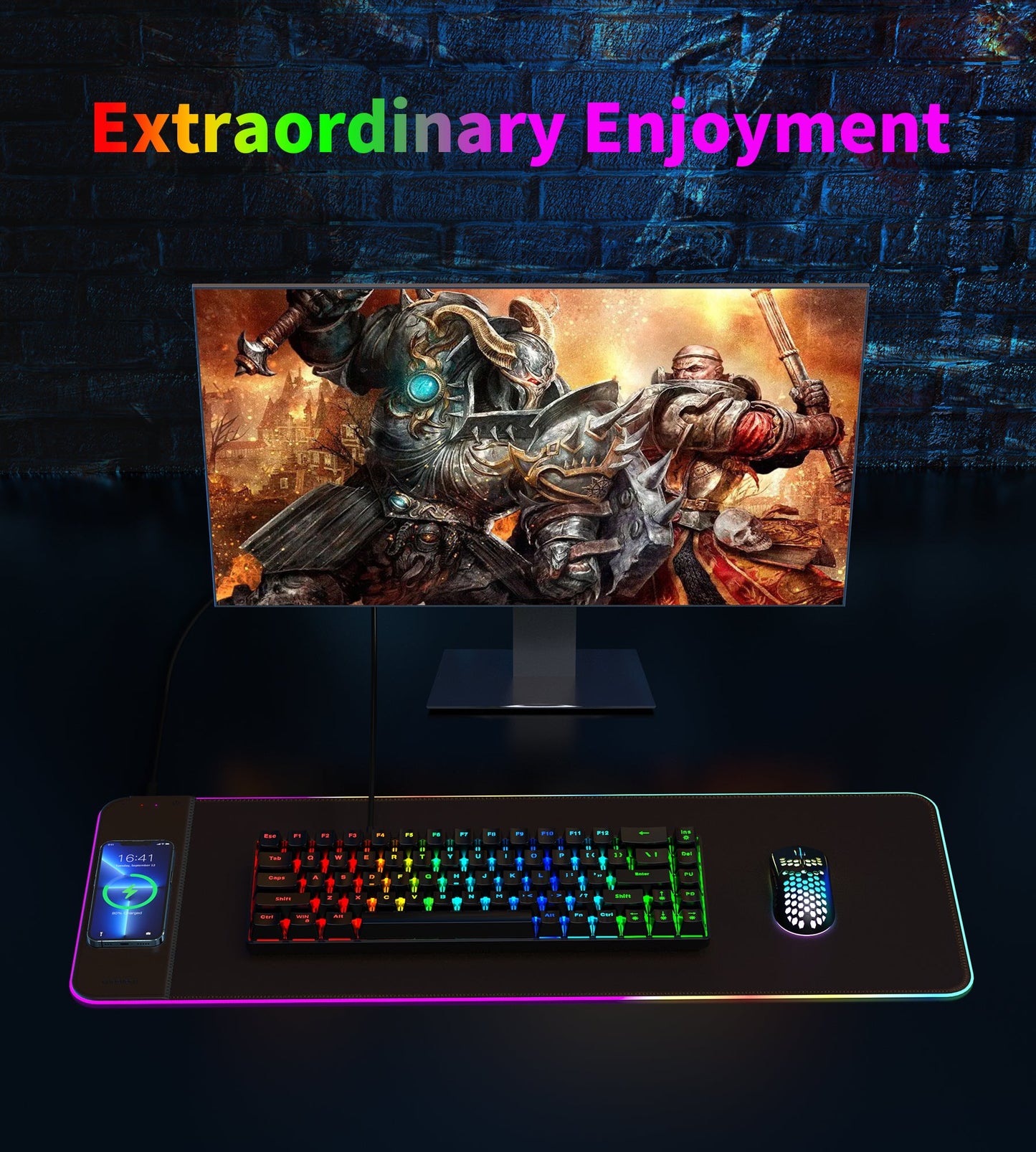 15W Wireless Charging Mouse Pad – RGB Lighting, Black