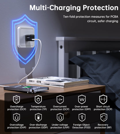 30W GaN PD Charger – Foldable Plug, USB-C for Phones/Tablets