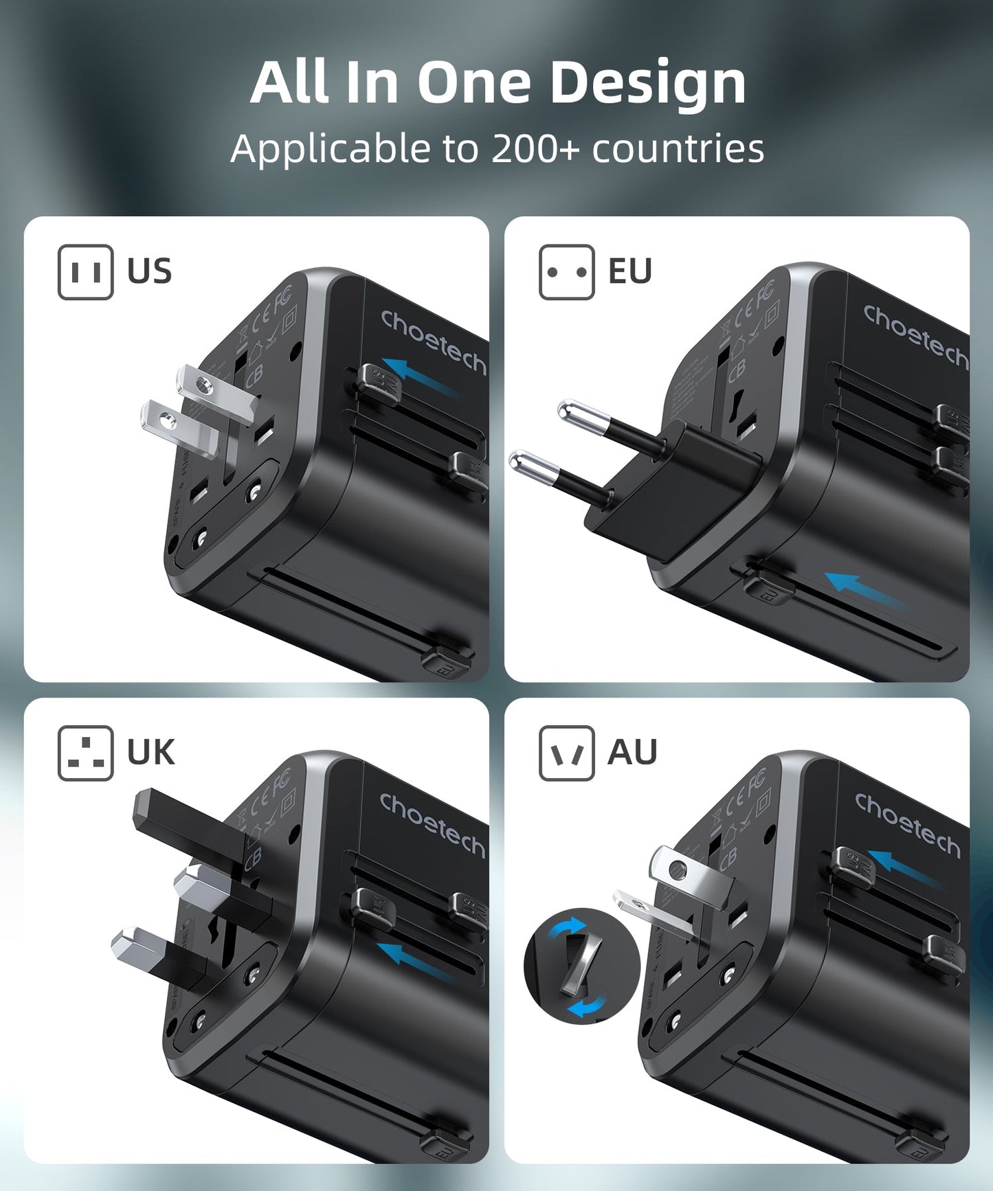 30W PD Wall Charger – 1×USB-C + 3×USB-A, Travel Ready