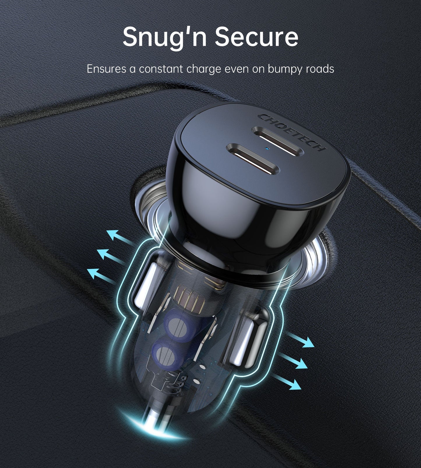 40W Dual USB-C Fast Car Charger – Compact & Efficient