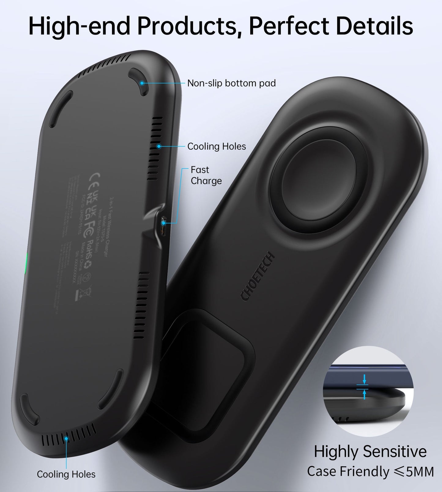 Fast Wireless Charging Pad – 15W Qi Fast Charger, Slim