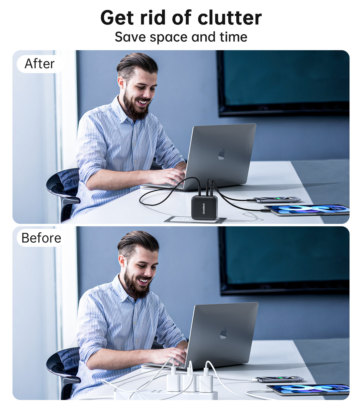 140W GaN Wall Charger – 3C1A with PD240W Cable, Black