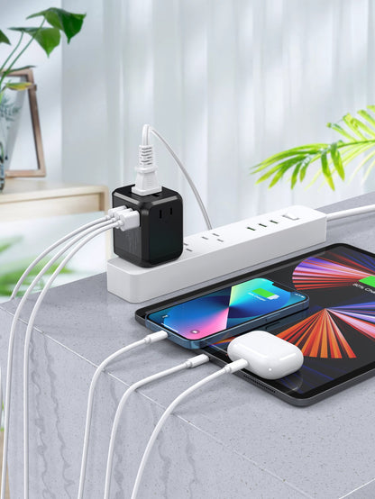 30W PD Wall Charger – 1×USB-C + 3×USB-A, Travel Ready