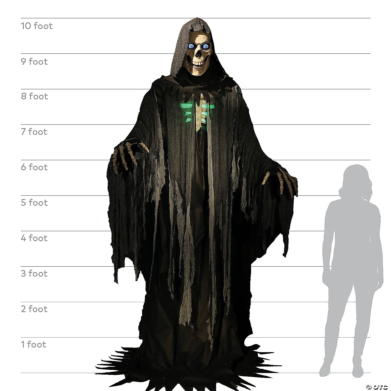 10 Ft. Animated Towering Skeleton Reaper Halloween Decoration