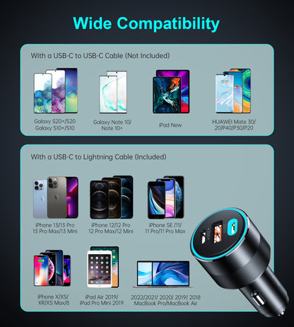 130W Dual USB-C & USB-A Car Charger – Fast Charge