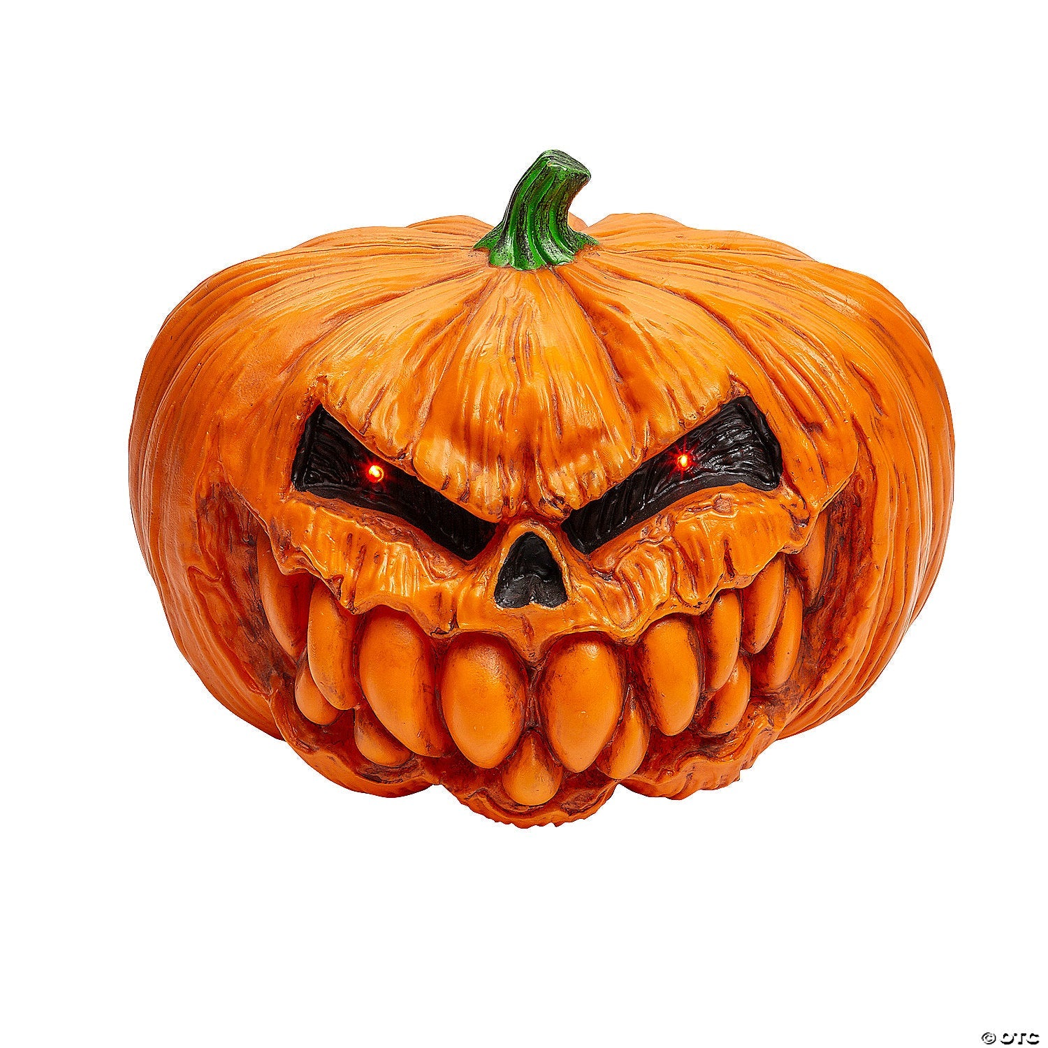12" Light-Up Scary Plastic Pumpkin with Sound Halloween Tabletop Decoration