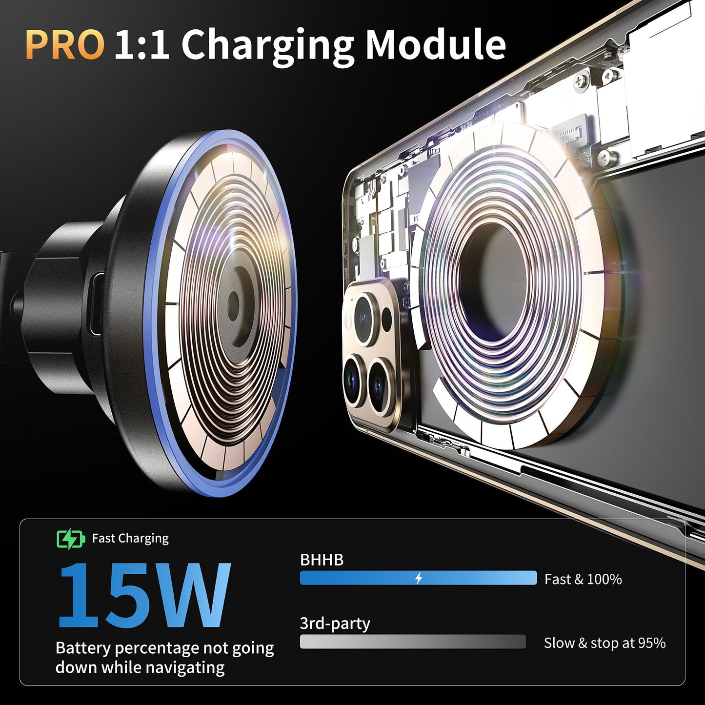 Mag Car Wireless Charger – 15W Qi Charge, for iPhone