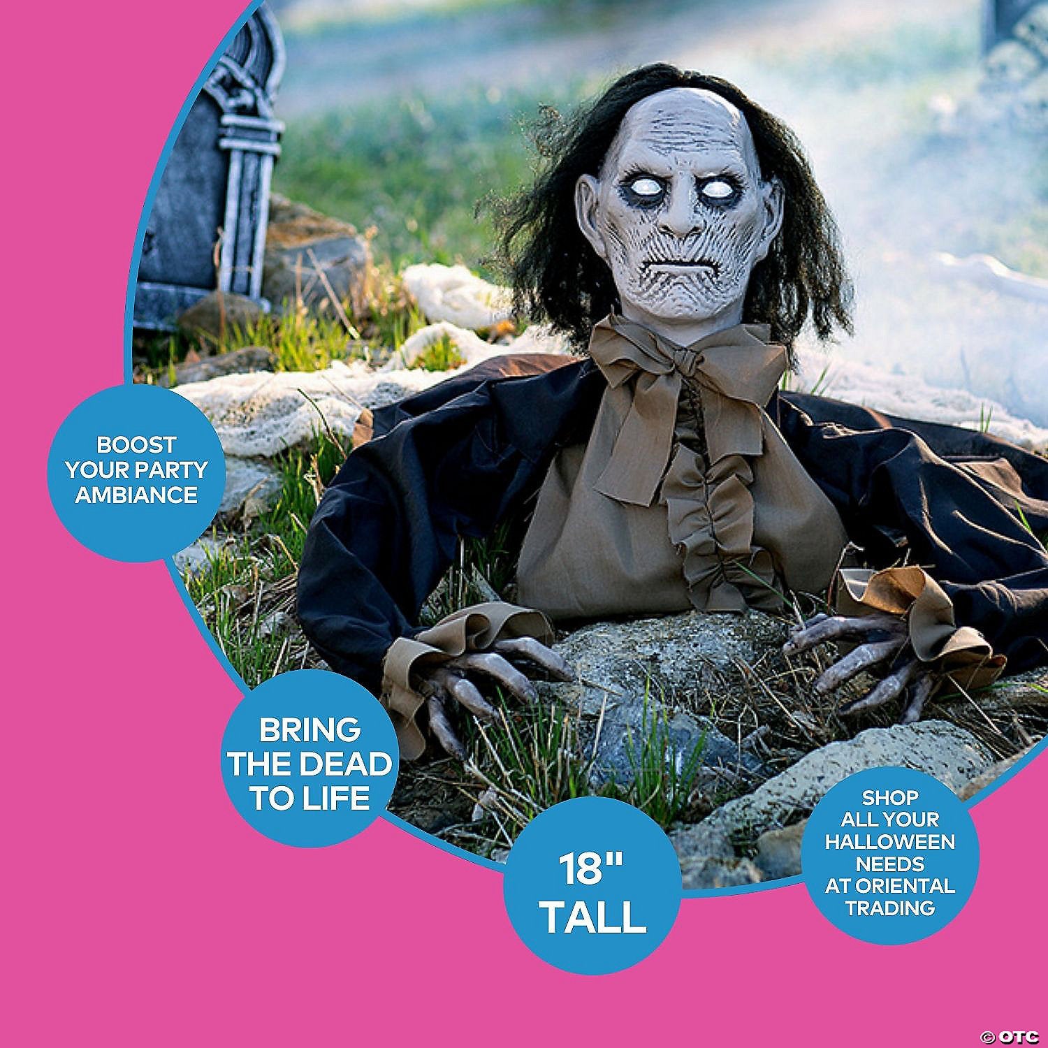 18" Zombie Groundbreaker Plastic Animated Prop Outdoor Halloween Decoration