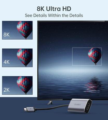 USB-C to HDMI Adapter – 8K@60Hz Output, Compact Female Port