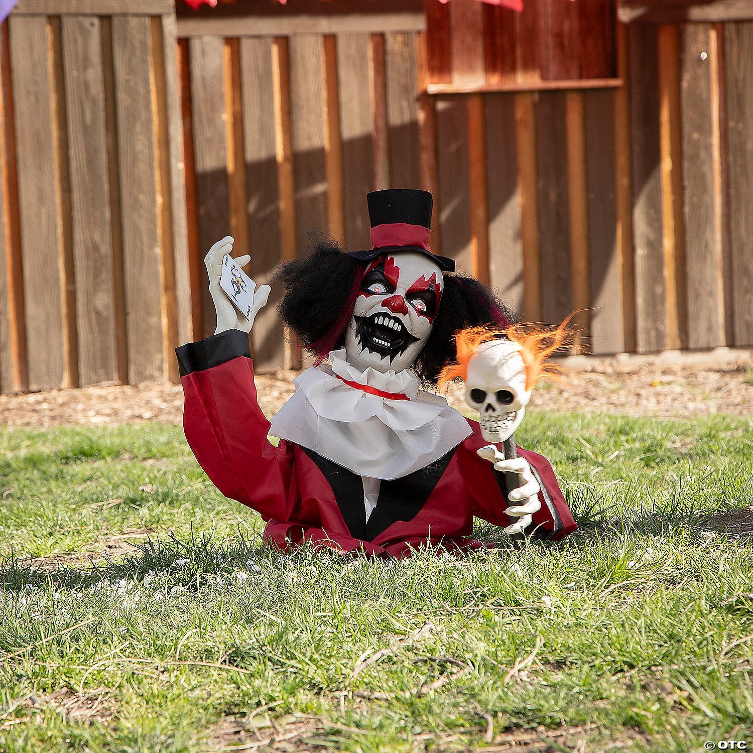 19 1/2" Groundbreaker Black, Red & White Clown Animated Prop Halloween Decoration