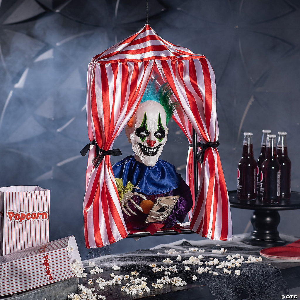 19" Hanging Animated Clown in Box Halloween Decoration
