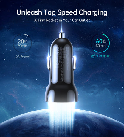 40W Dual USB-C Fast Car Charger – Compact & Efficient