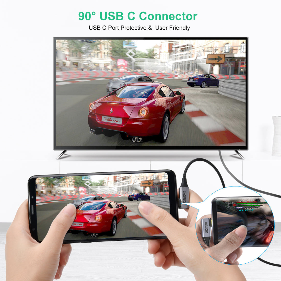 USB-C to HDMI Cable – 4K@60Hz, 6ft Braided Cord