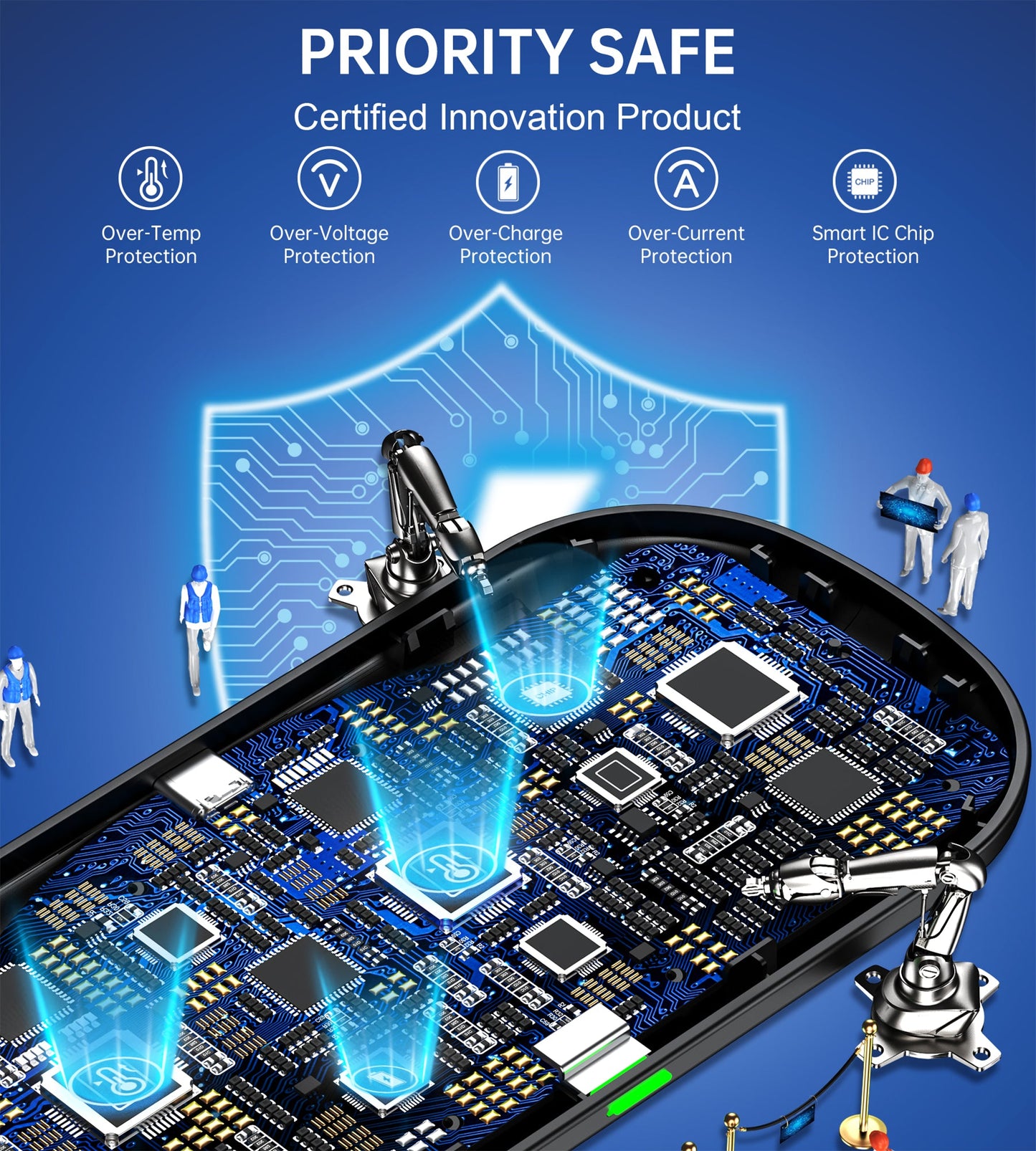 5-Coil Dual Wireless Charger – Fast Charging Pad, Black