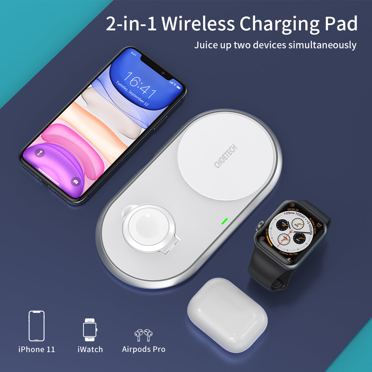 2-in-1 Wireless Charger – MFi, Watch Stand, for iPhone