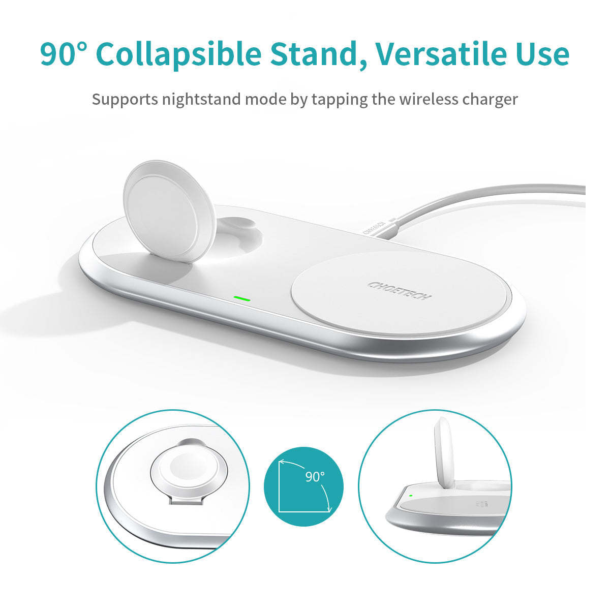 2-in-1 Wireless Charger – MFi, Watch Stand, for iPhone